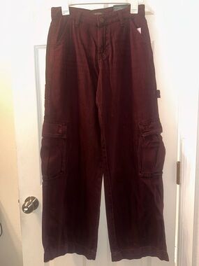 Wild Fable Wide-Leg Cargo Pants in Burgundy
